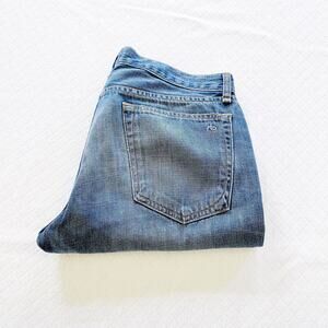 Rag & Bone Straight Leg Raw Hem Denim Jeans Langley Distressed  SZ29